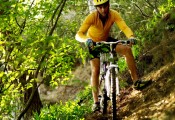 Young Man Cycling in a Forest