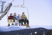 Mom, Dad, and Kids on Ski Lift